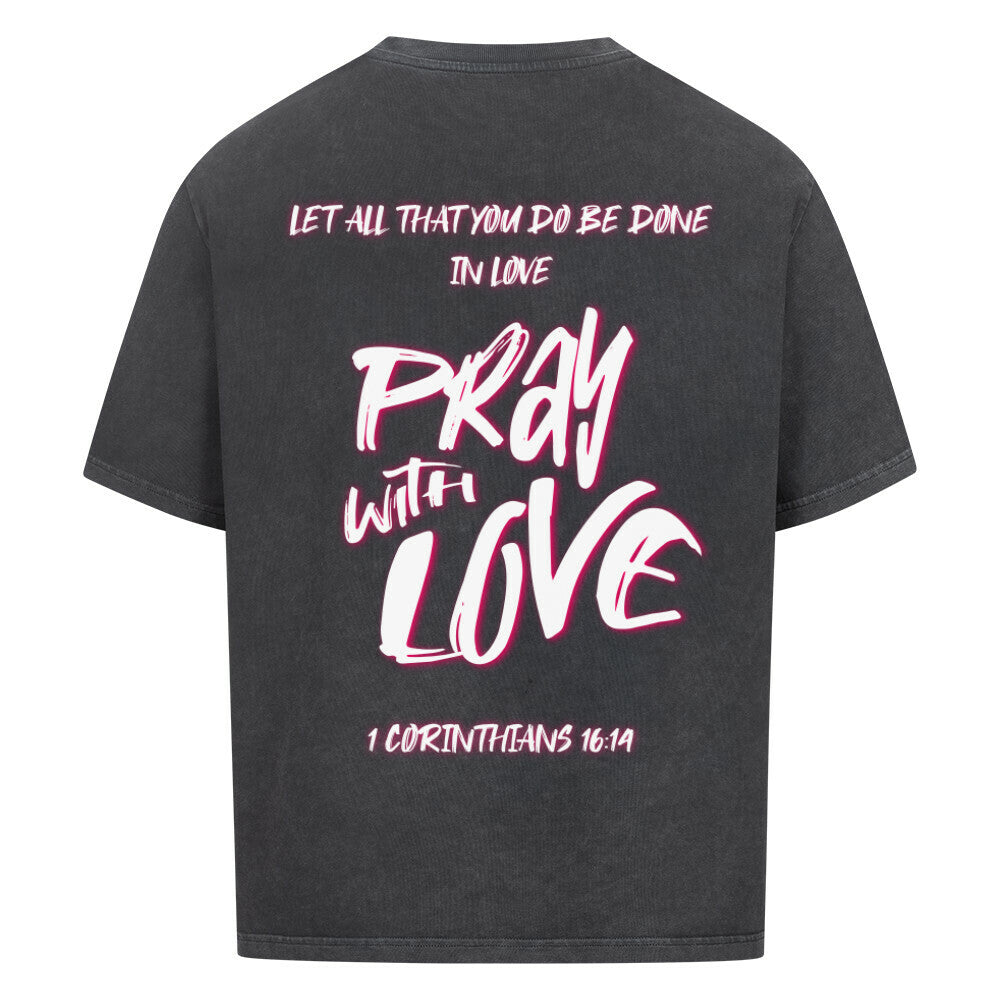 Pray With Love Pink Oversized T-Shirt in babyblau – christliches Oversized T-Shirt von Blessed by God