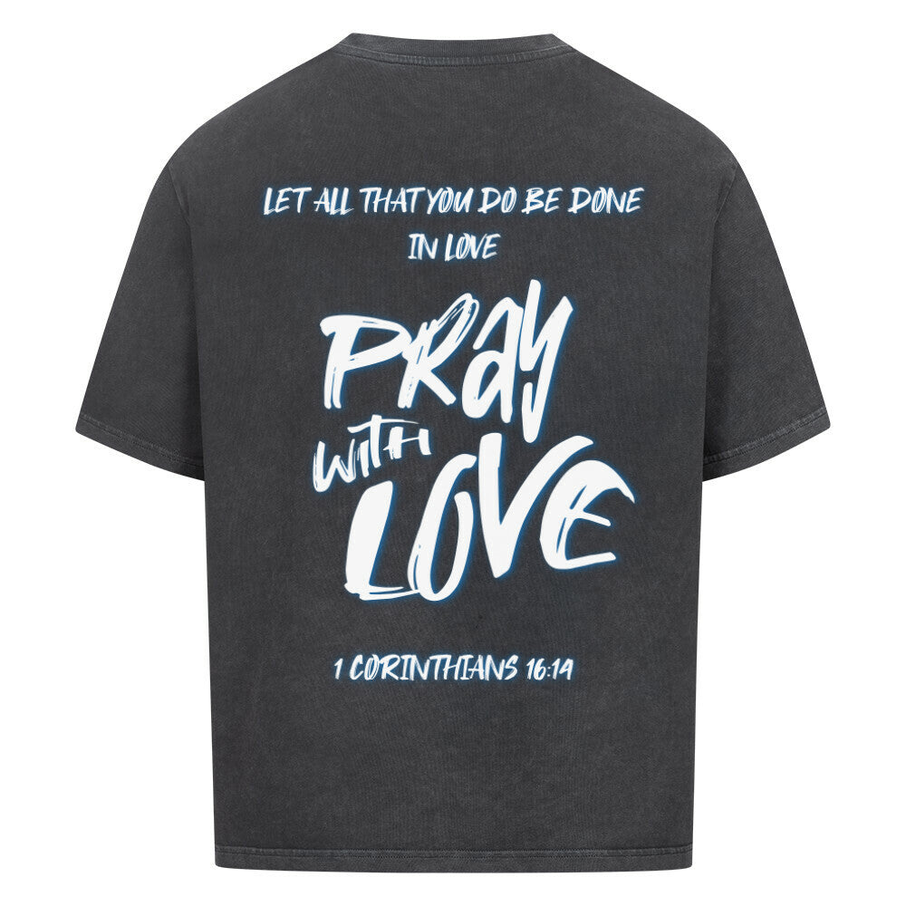 Pray With Love Blau Oversized T-Shirt in babyblau – christliches Oversized T-Shirt von Blessed by God