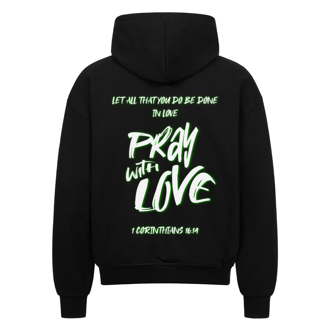 Pray With Love Grün Oversized Zipper Hoodie in french-navy – christlicher Oversized Zipper-Hoodie von Blessed by God