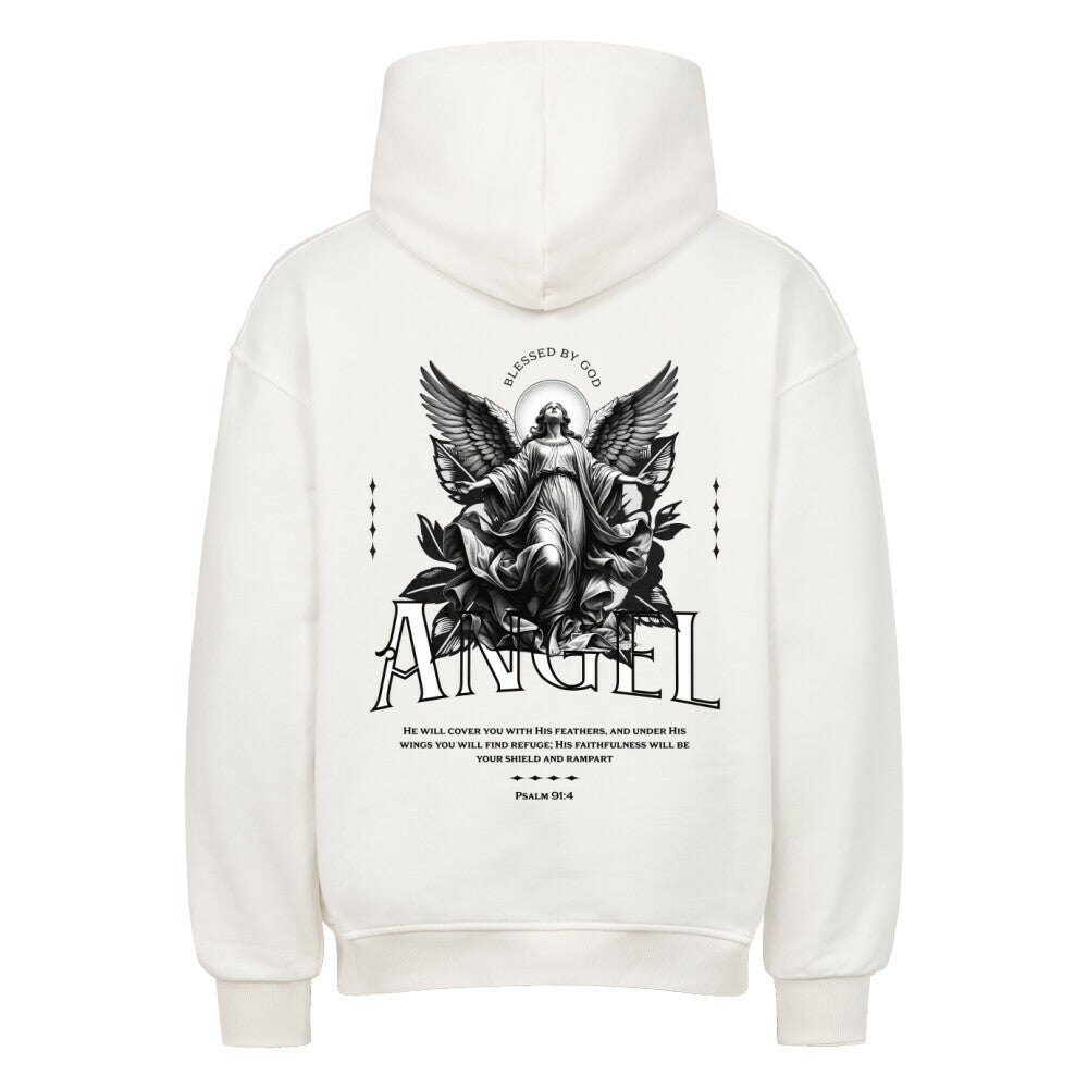 ANGEL Oversized Hoodie in natural-raw – christlicher Oversized Hoodie von Blessed by God
