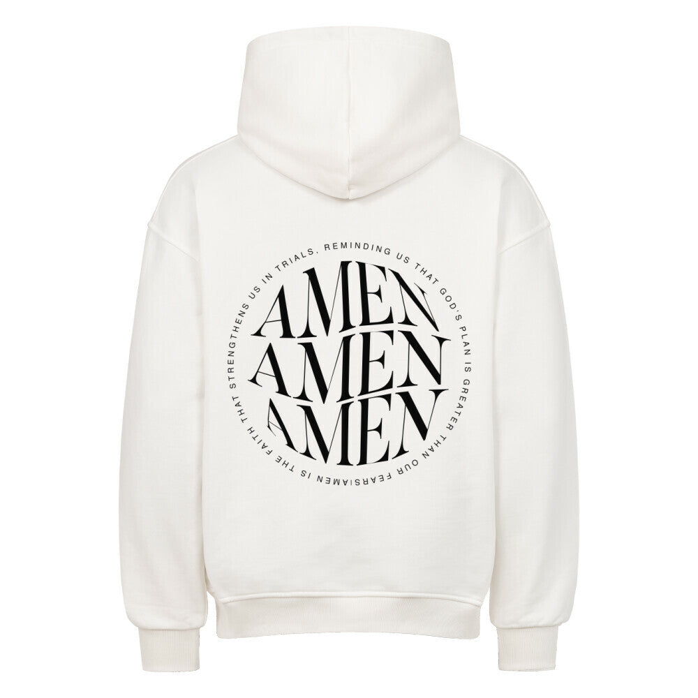 AMEN Oversized Hoodie in natural-raw – christlicher Oversized Hoodie von Blessed by God