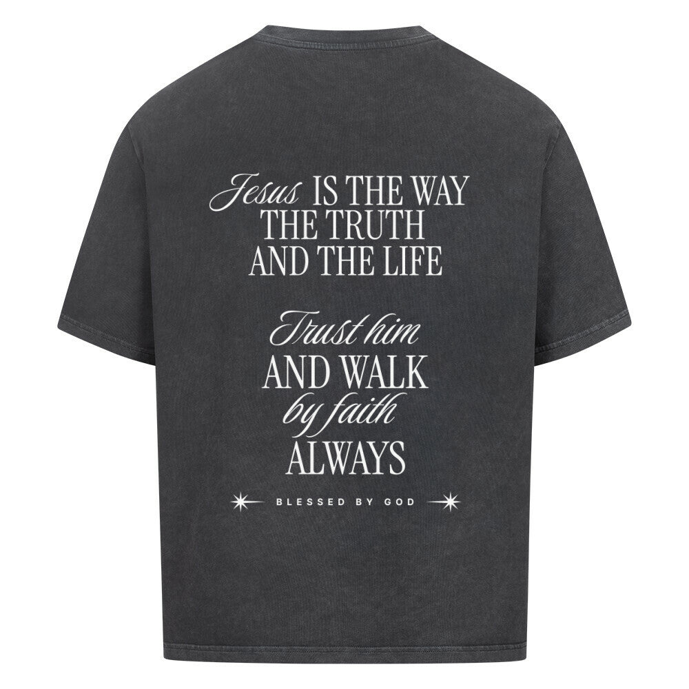Jesus Is The Way Oversized T-Shirt in babyblau – christliches Oversized T-Shirt von Blessed by God