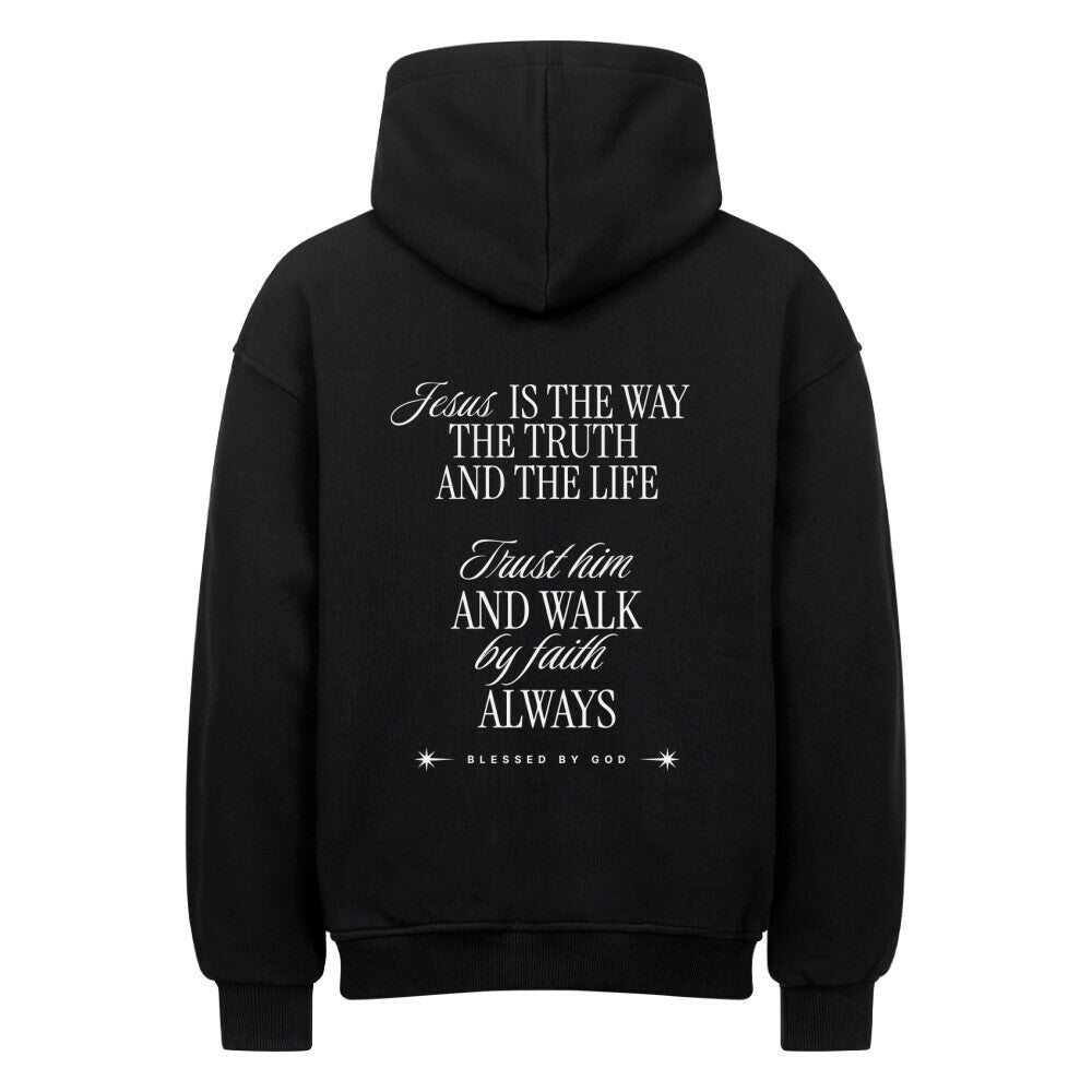 Jesus Is The Way Oversized Hoodie in natural-raw – christlicher Oversized Hoodie von Blessed by God
