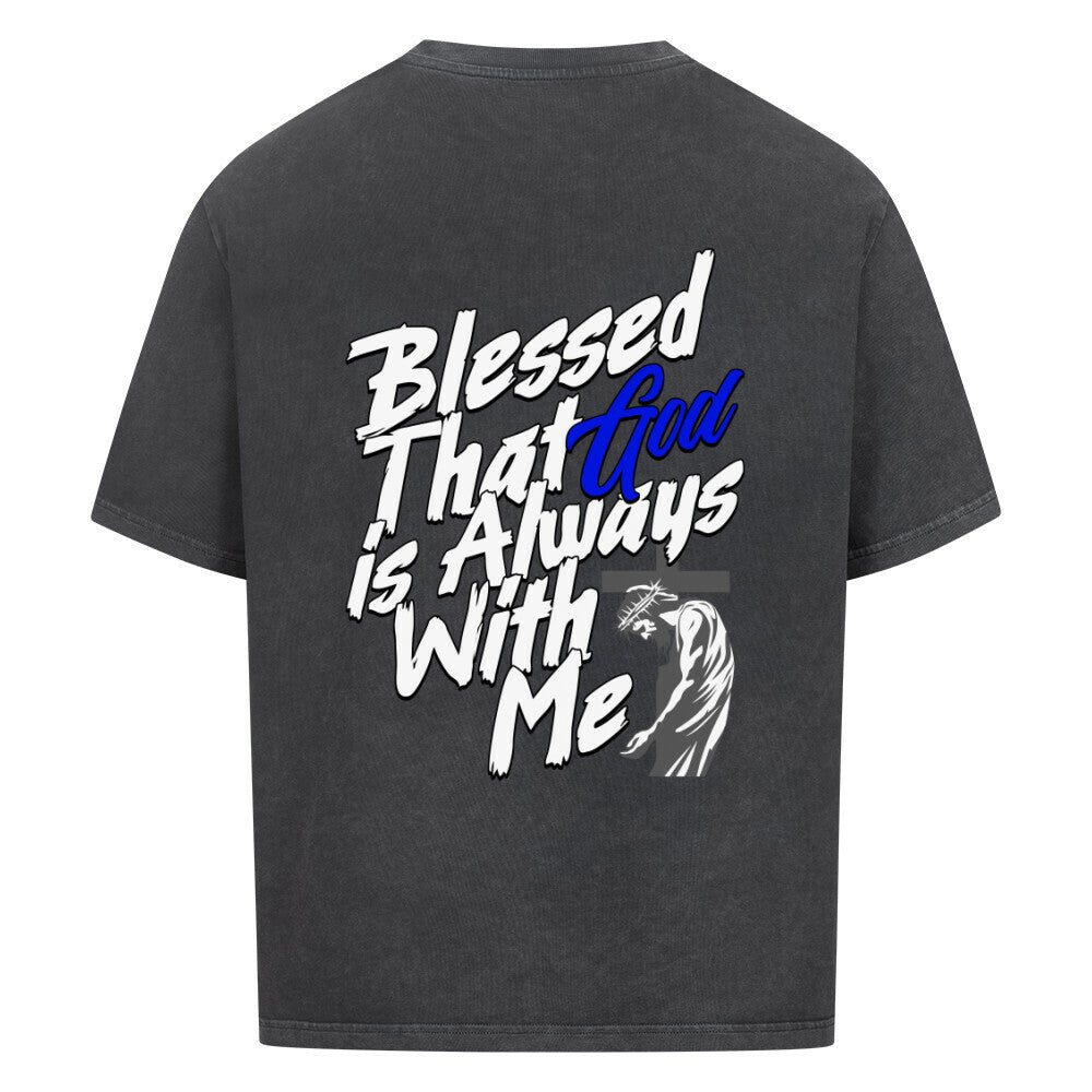 Blessed That God Is Always With Me Oversized T-Shirt in babyblau – christliches Oversized T-Shirt von Blessed by God