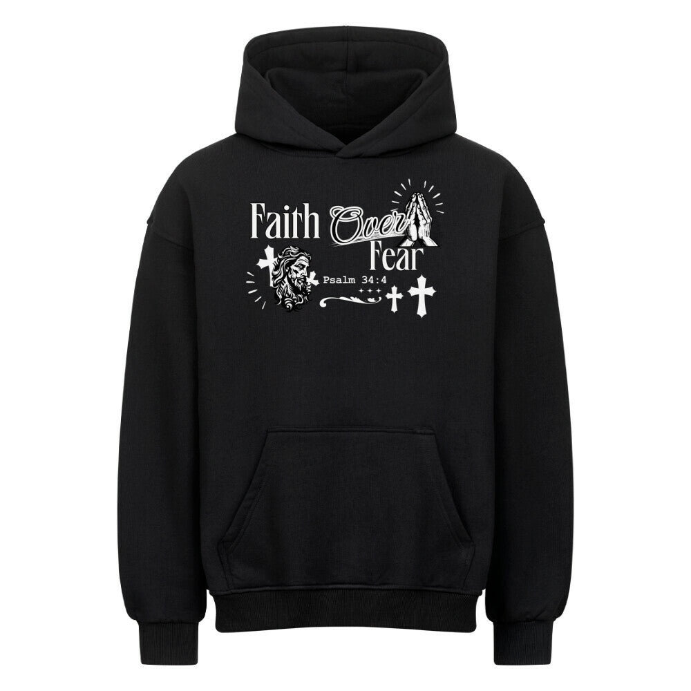 Faith Over Fear Oversized Hoodie in natural-raw – christlicher Oversized Hoodie von Blessed by God