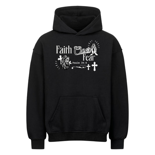 Faith Over Fear Oversized Hoodie in natural-raw – christlicher Oversized Hoodie von Blessed by God