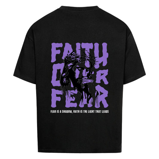 Faith Over Fear Oversized T-Shirt in babyblau – christliches Oversized T-Shirt von Blessed by God