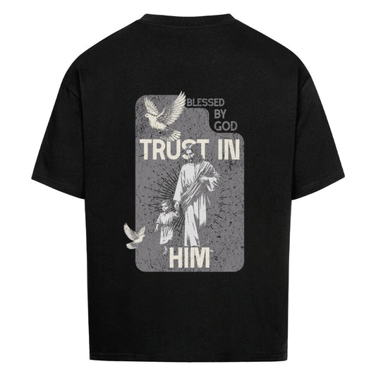 Trust In Him Oversized T-Shirt in babyblau – christliches Oversized T-Shirt von Blessed by God