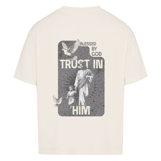 Trust In Him Oversized T-Shirt in babyblau – christliches Oversized T-Shirt von Blessed by God