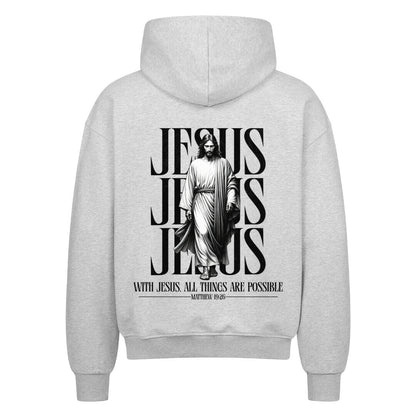 With Jesus, All Things Are Possible Oversized Zipper Hoodie in french-navy – christlicher Oversized Zipper-Hoodie von Blessed by God