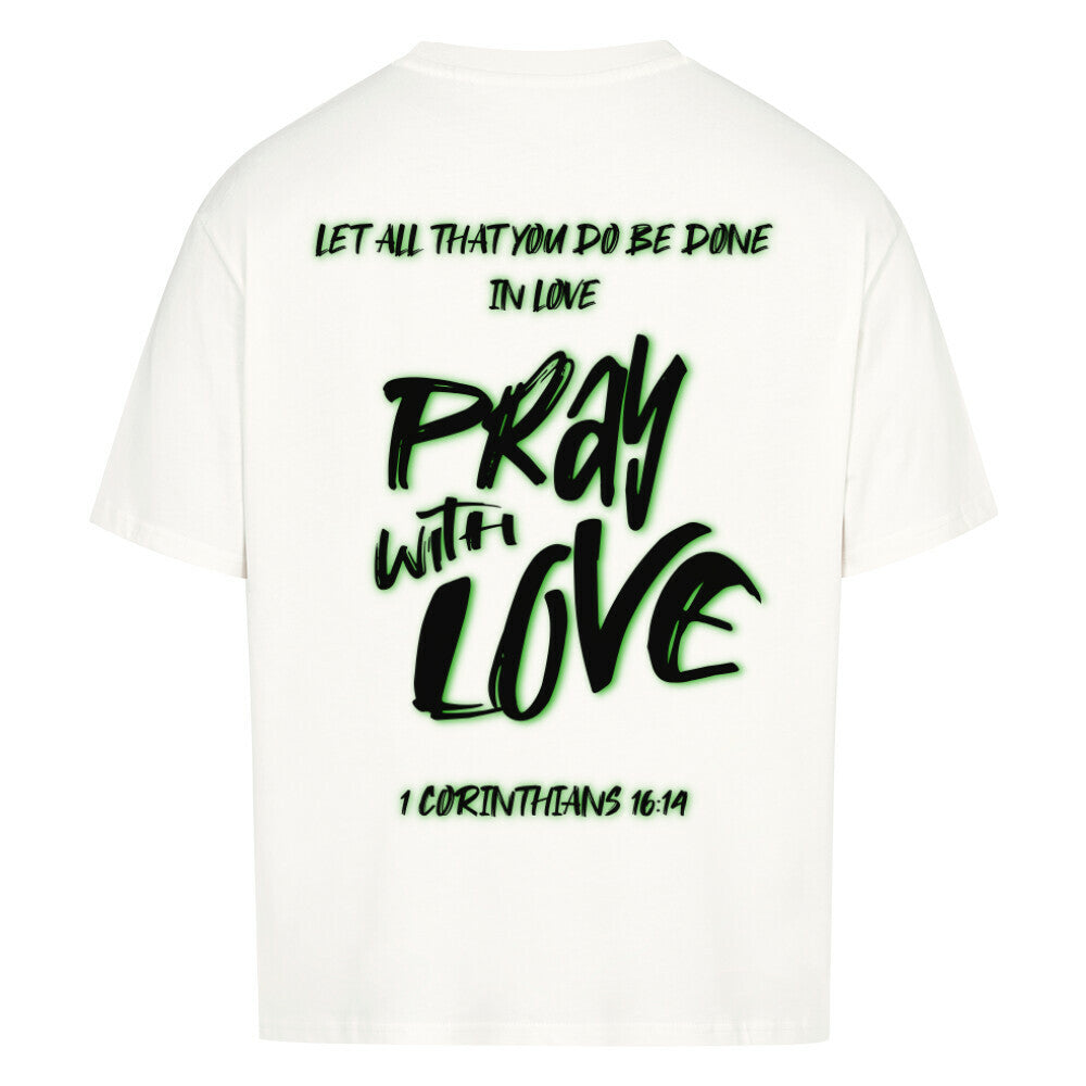 Pray With Love Grün Oversized T-Shirt in babyblau – christliches Oversized T-Shirt von Blessed by God