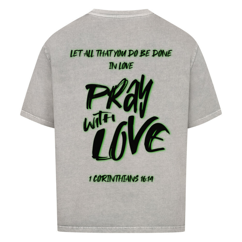 Pray With Love Grün Oversized T-Shirt in babyblau – christliches Oversized T-Shirt von Blessed by God