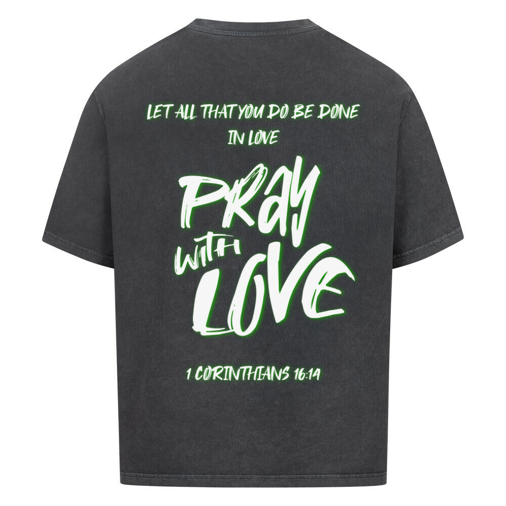 Pray With Love Grün Oversized T-Shirt in babyblau – christliches Oversized T-Shirt von Blessed by God
