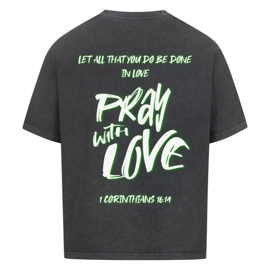 Pray With Love Grün Oversized T-Shirt in babyblau – christliches Oversized T-Shirt von Blessed by God