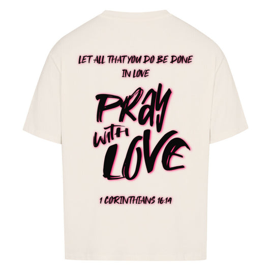 Pray With Love Pink Oversized T-Shirt in babyblau – christliches Oversized T-Shirt von Blessed by God
