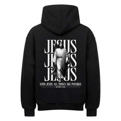 With Jesus, All Things Are Possible Oversized Hoodie in natural-raw – christlicher Oversized Hoodie von Blessed by God