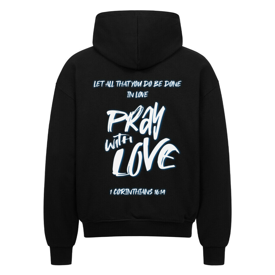 Pray With Love Blau Oversized Zipper Hoodie in French Navy – christlicher Oversized Zipper-Hoodie von Blessed by God