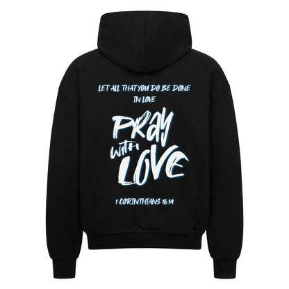 Pray With Love Blau Oversized Zipper Hoodie in French Navy – christlicher Oversized Zipper-Hoodie von Blessed by God