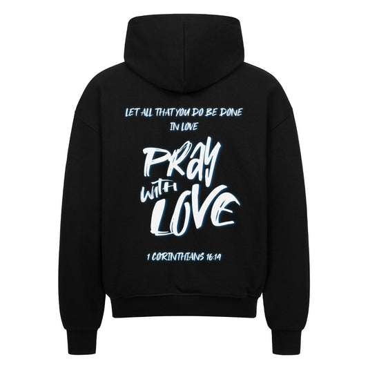 Pray With Love Blau Oversized Zipper Hoodie in French Navy – christlicher Oversized Zipper-Hoodie von Blessed by God