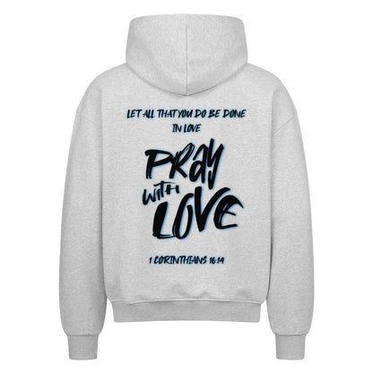 Pray With Love Blau Oversized Zipper Hoodie in French Navy – christlicher Oversized Zipper-Hoodie von Blessed by God