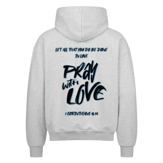 Pray With Love Blau Oversized Zipper Hoodie in French Navy – christlicher Oversized Zipper-Hoodie von Blessed by God