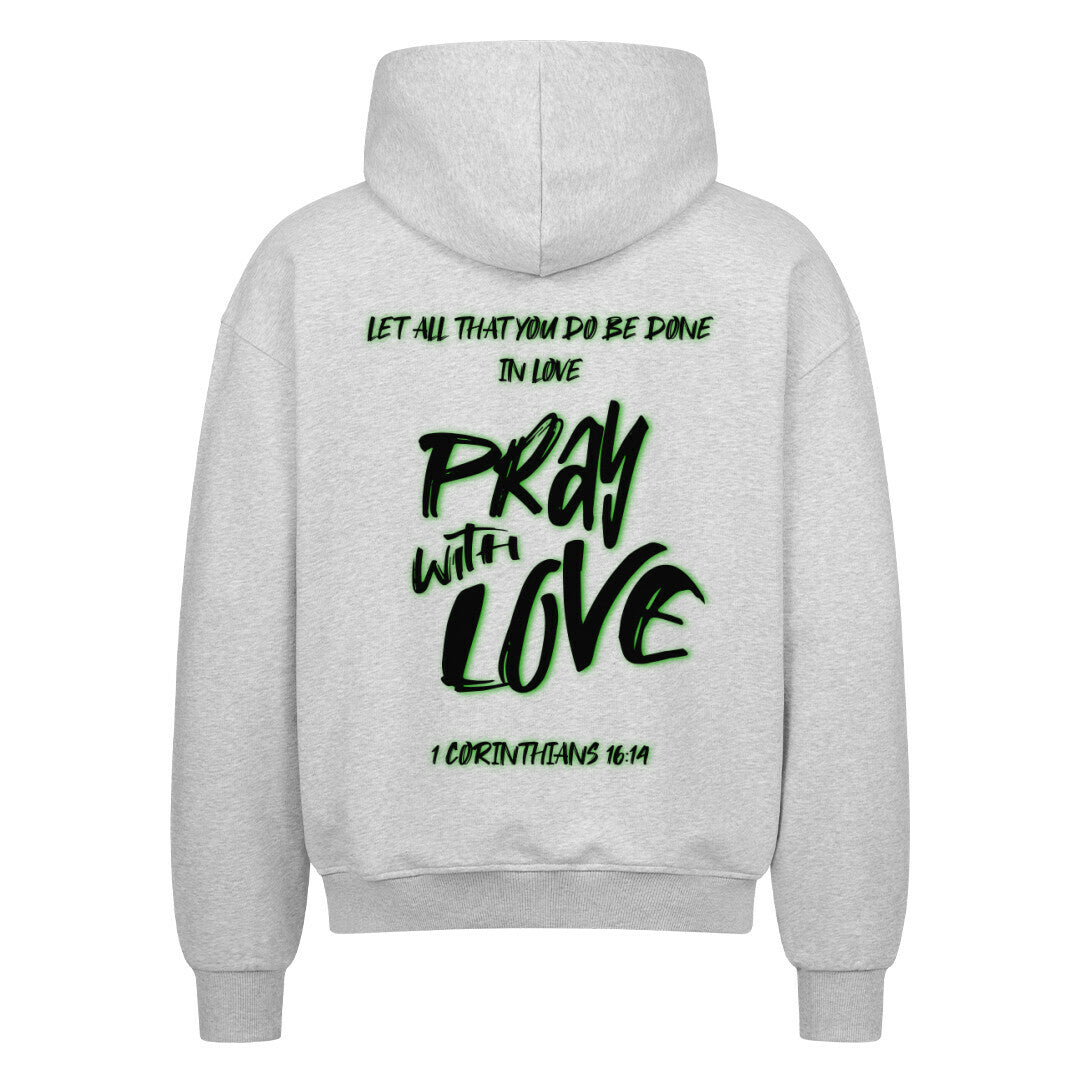 Pray With Love Grün Oversized Zipper Hoodie in french-navy – christlicher Oversized Zipper-Hoodie von Blessed by God