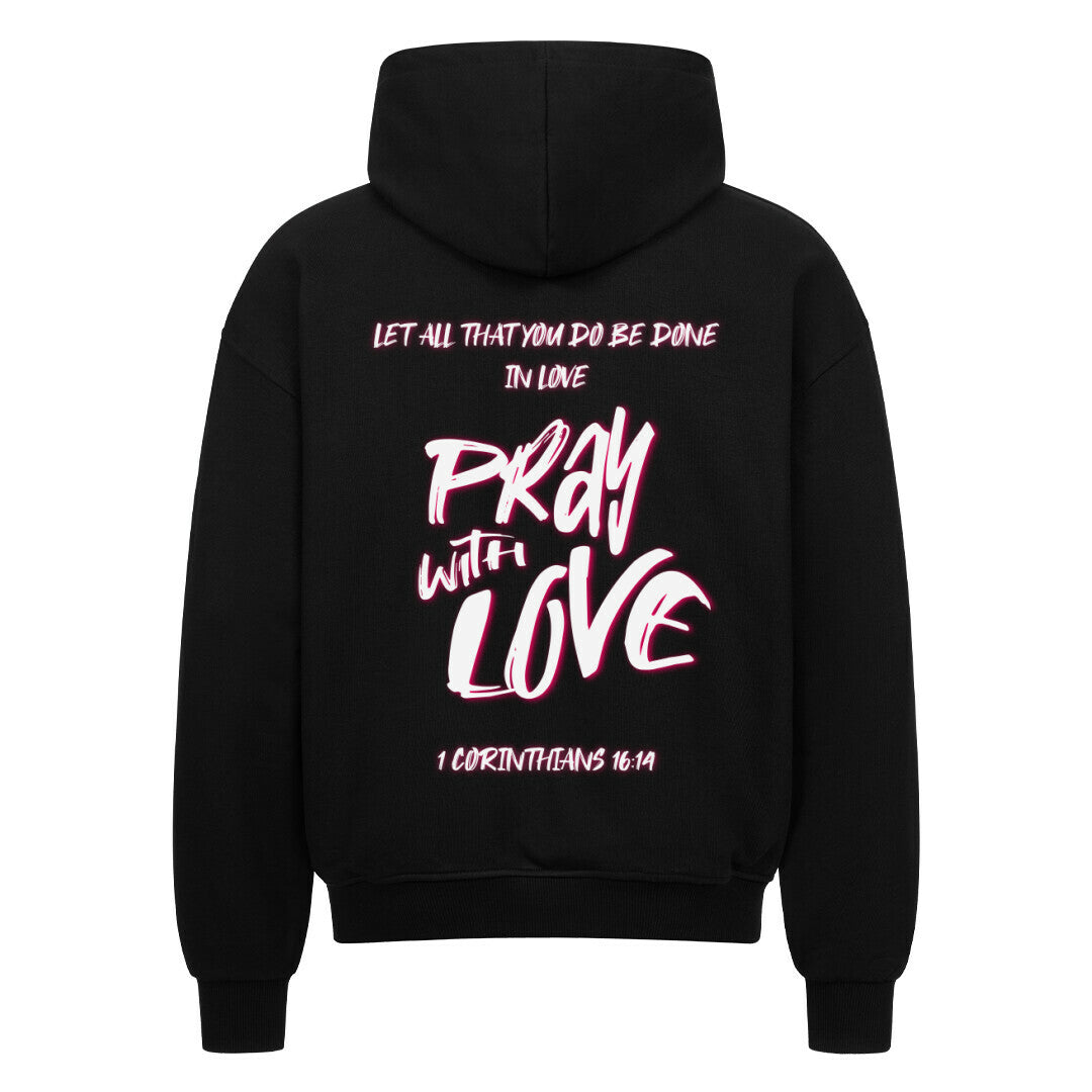 Pray With Love Pink Oversized Zipper Hoodie in french-navy – christlicher Oversized Zipper-Hoodie von Blessed by God