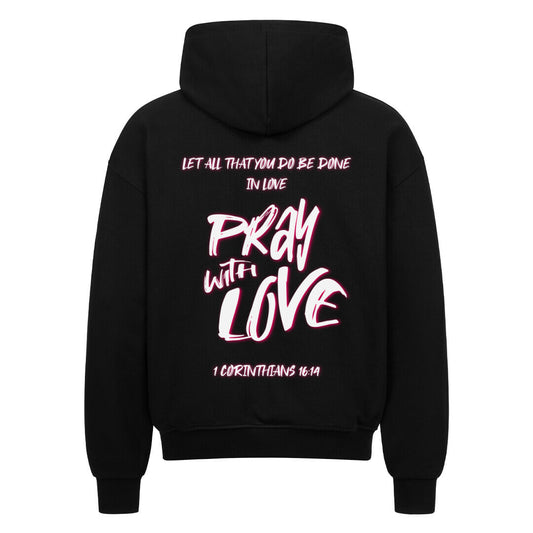 Pray With Love Pink Oversized Zipper Hoodie in french-navy – christlicher Oversized Zipper-Hoodie von Blessed by God