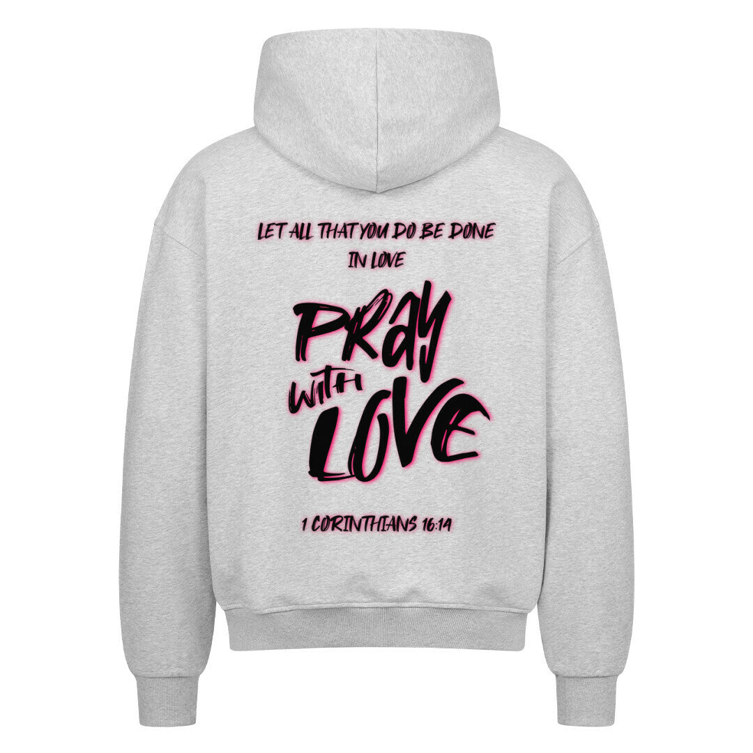 Pray With Love Pink Oversized Zipper Hoodie in french-navy – christlicher Oversized Zipper-Hoodie von Blessed by God