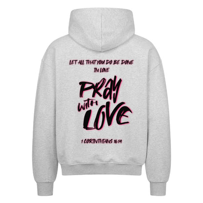 Pray With Love Pink Oversized Zipper Hoodie in french-navy – christlicher Oversized Zipper-Hoodie von Blessed by God