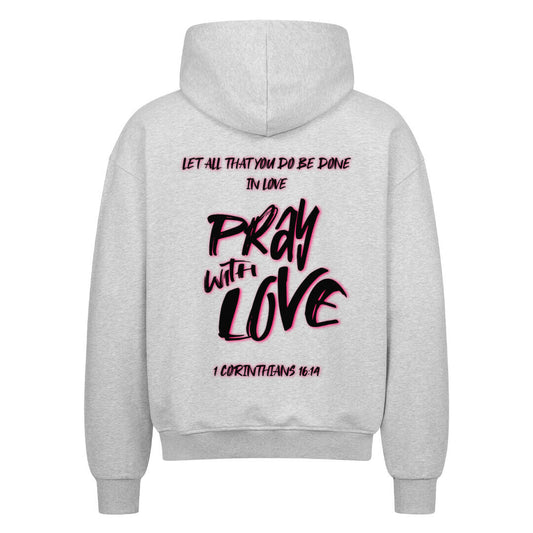 Pray With Love Pink Oversized Zipper Hoodie in french-navy – christlicher Oversized Zipper-Hoodie von Blessed by God