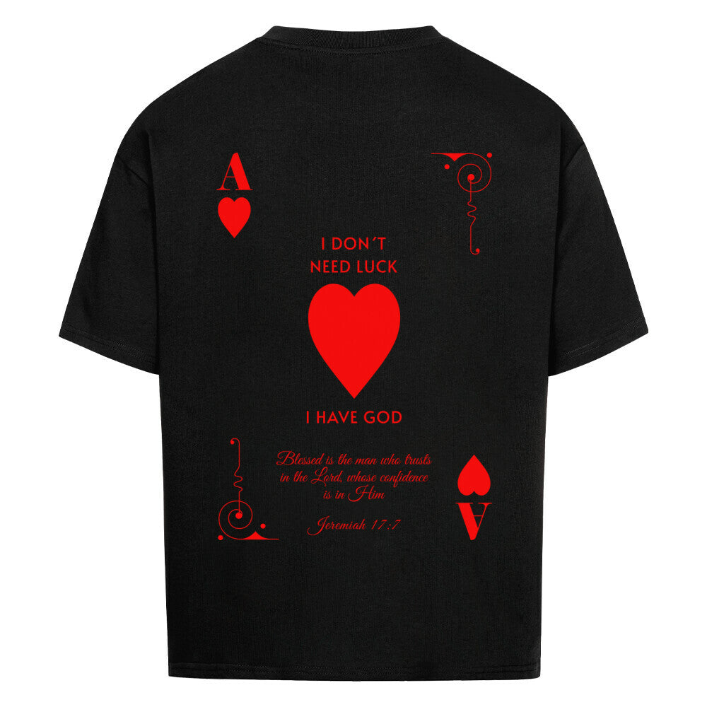 I Don't Need Luck – I Have God Oversized T-Shirt in babyblau – christliches Oversized T-Shirt von Blessed by God