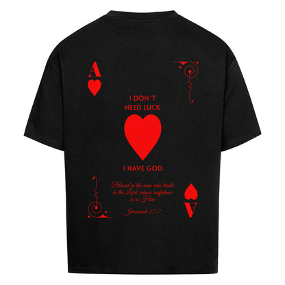 I Don't Need Luck – I Have God Oversized T-Shirt in babyblau – christliches Oversized T-Shirt von Blessed by God