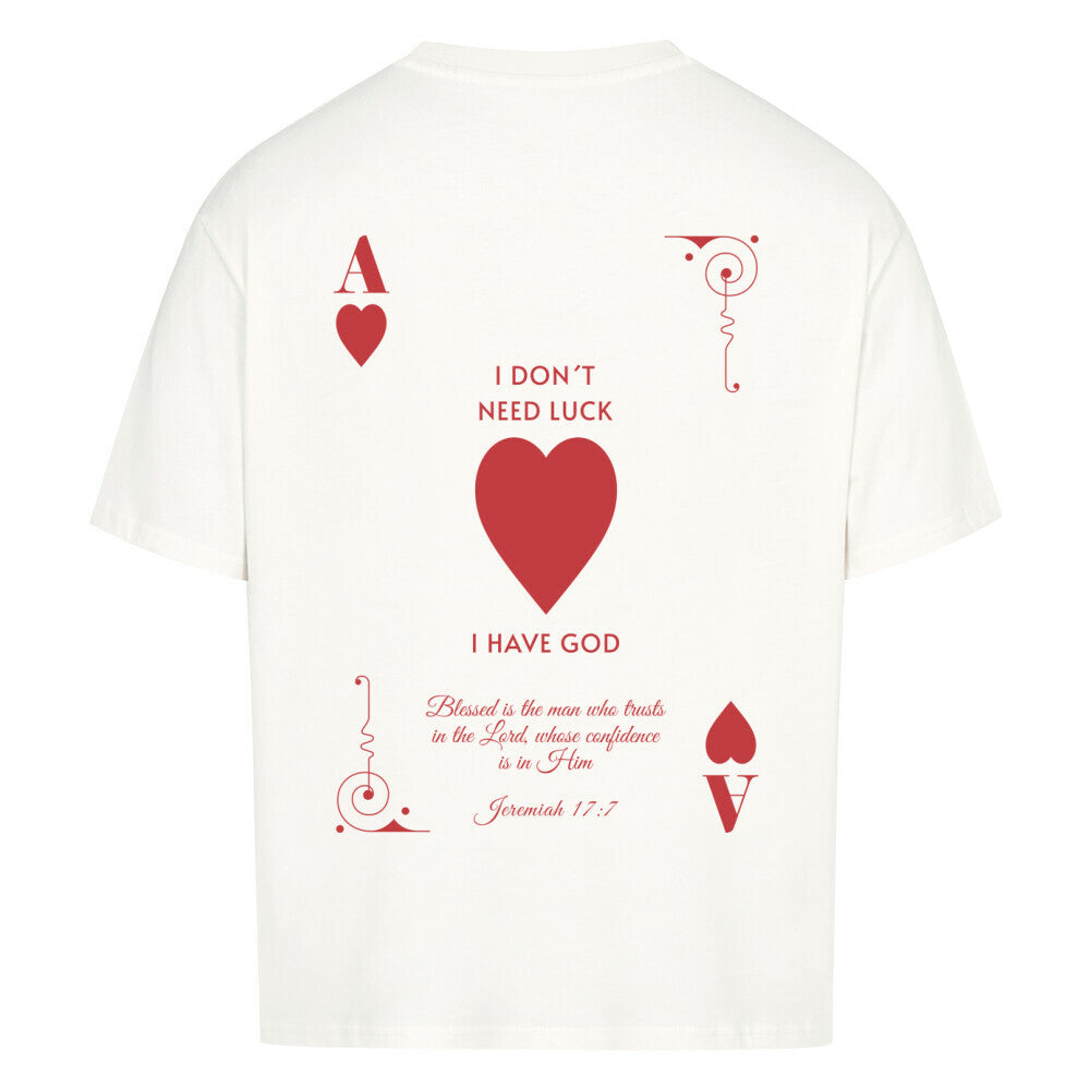 I Don't Need Luck – I Have God Oversized T-Shirt in babyblau – christliches Oversized T-Shirt von Blessed by God