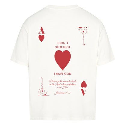 I Don't Need Luck – I Have God Oversized T-Shirt in babyblau – christliches Oversized T-Shirt von Blessed by God