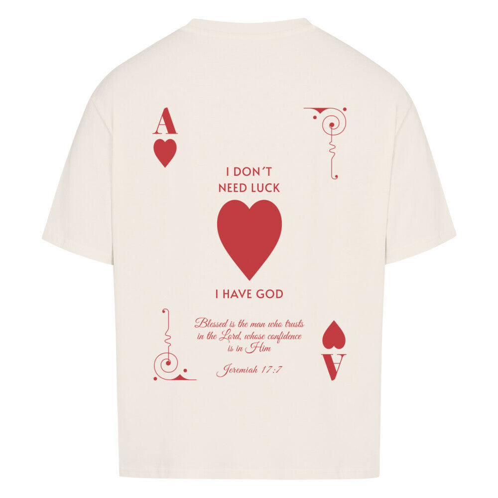 I Don't Need Luck – I Have God Oversized T-Shirt in babyblau – christliches Oversized T-Shirt von Blessed by God