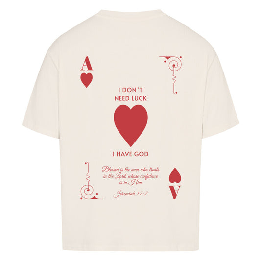 I Don't Need Luck – I Have God Oversized T-Shirt in babyblau – christliches Oversized T-Shirt von Blessed by God