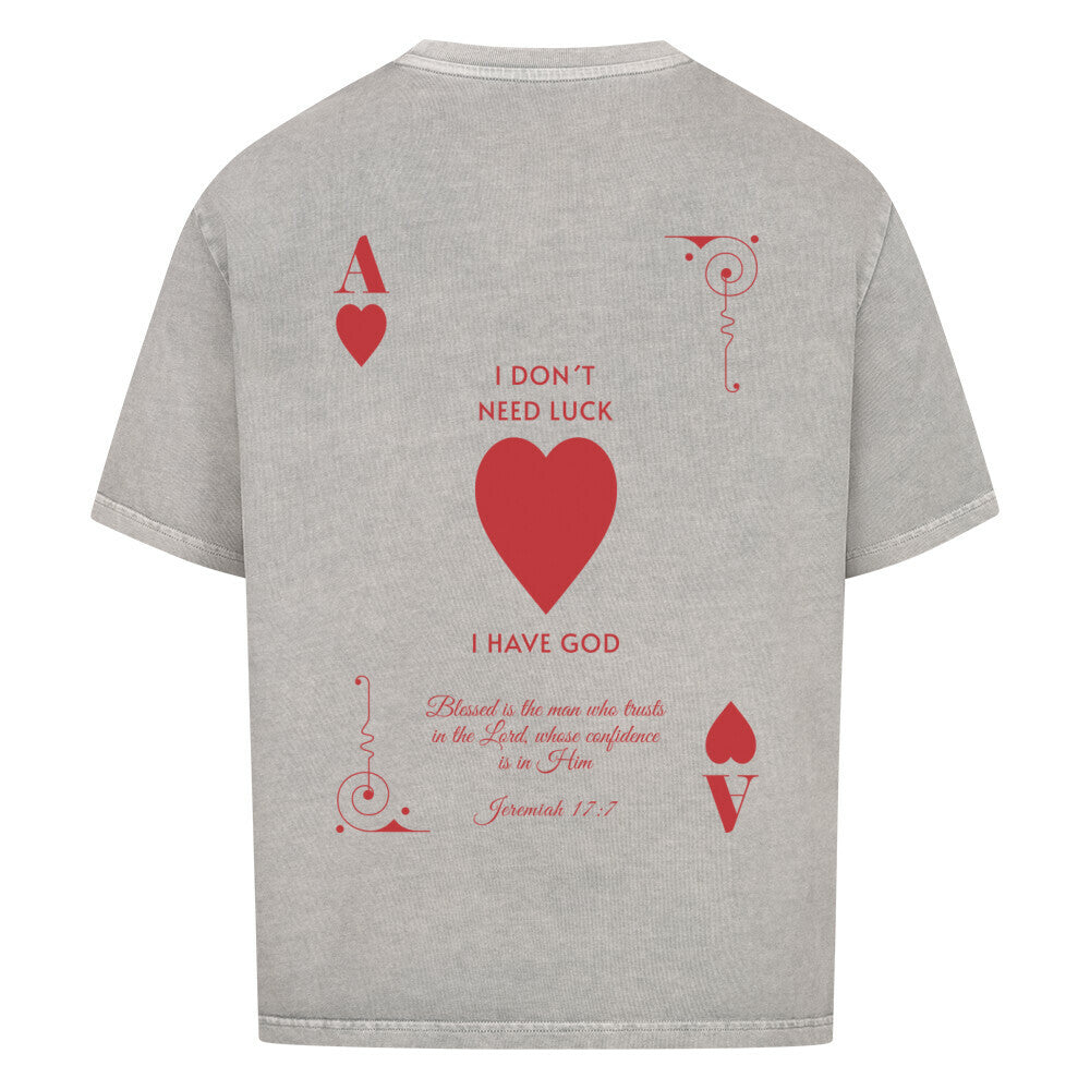 I Don't Need Luck – I Have God Oversized T-Shirt in babyblau – christliches Oversized T-Shirt von Blessed by God