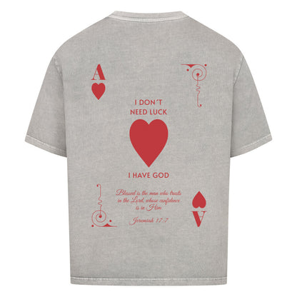 I Don't Need Luck – I Have God Oversized T-Shirt in babyblau – christliches Oversized T-Shirt von Blessed by God