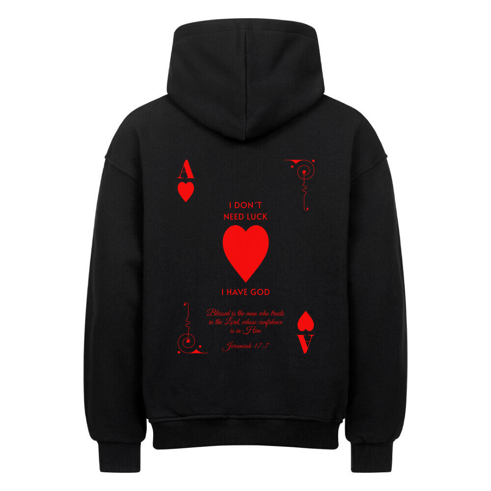 I Don't Need Luck – I Have God Oversized Hoodie in natural-raw – christlicher Oversized Hoodie von Blessed by God