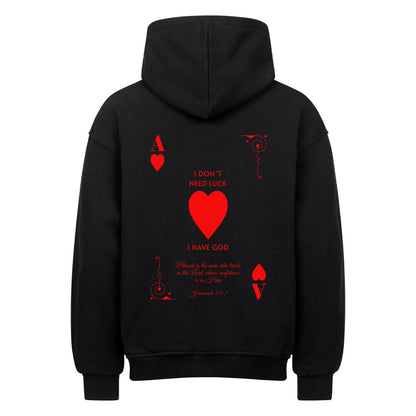 I Don't Need Luck – I Have God Oversized Hoodie in natural-raw – christlicher Oversized Hoodie von Blessed by God