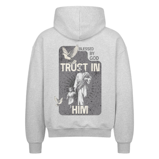Trust In Him Oversized Zipper Hoodie in french-navy – christlicher Oversized Zipper-Hoodie von Blessed by God
