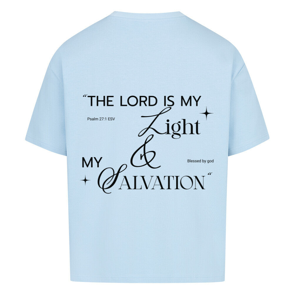 The Lord Is My Light & Salvation Oversized T-Shirt in babyblau – christliches Oversized T-Shirt von Blessed by God