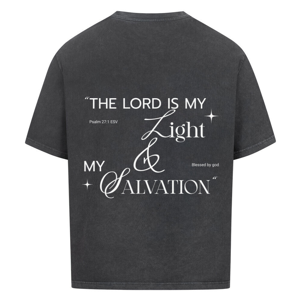The Lord Is My Light & Salvation Oversized T-Shirt in babyblau – christliches Oversized T-Shirt von Blessed by God