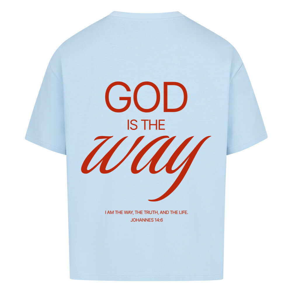 God Is The Way Oversized T-Shirt in babyblau – christliches Oversized T-Shirt von Blessed by God