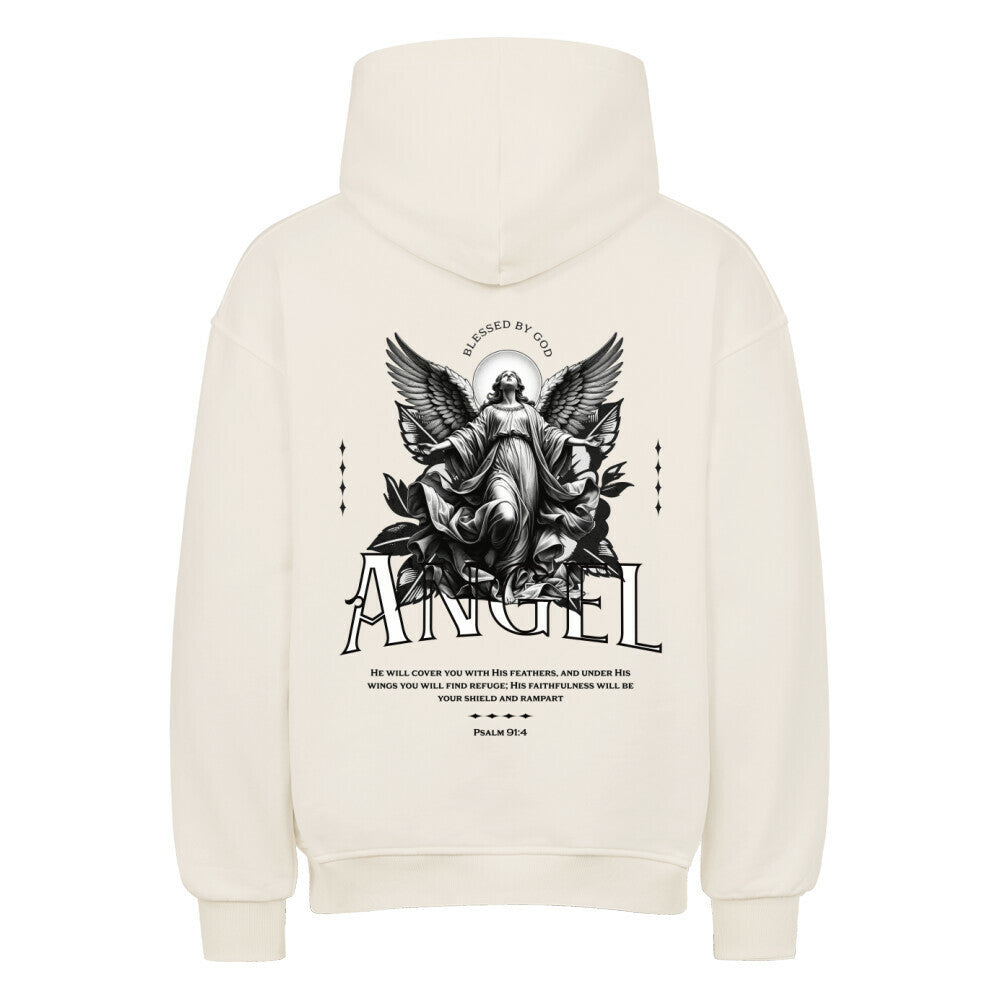 ANGEL Oversized Hoodie in natural-raw – christlicher Oversized Hoodie von Blessed by God