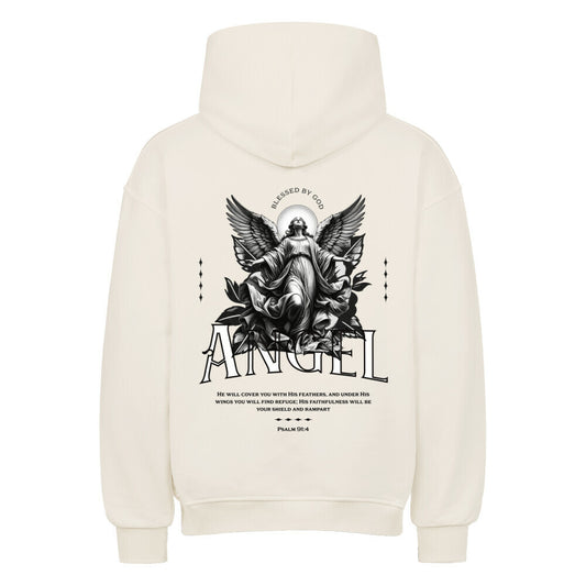 ANGEL Oversized Hoodie in natural-raw – christlicher Oversized Hoodie von Blessed by God