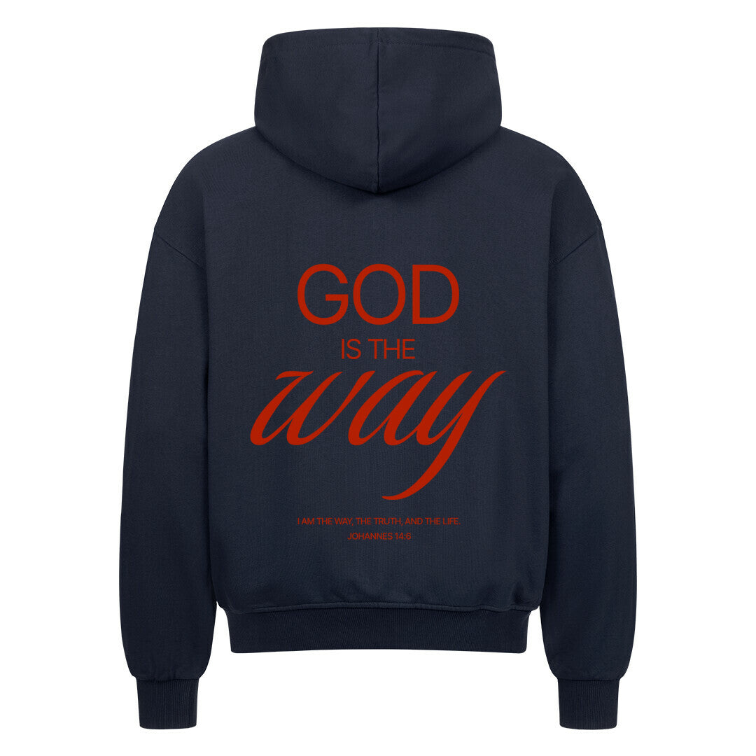 God Is The Way Oversized Zipper Hoodie in French Navy – christlicher Oversized Zipper-Hoodie von Blessed by God