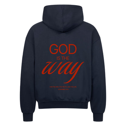 God Is The Way Oversized Zipper Hoodie in French Navy – christlicher Oversized Zipper-Hoodie von Blessed by God