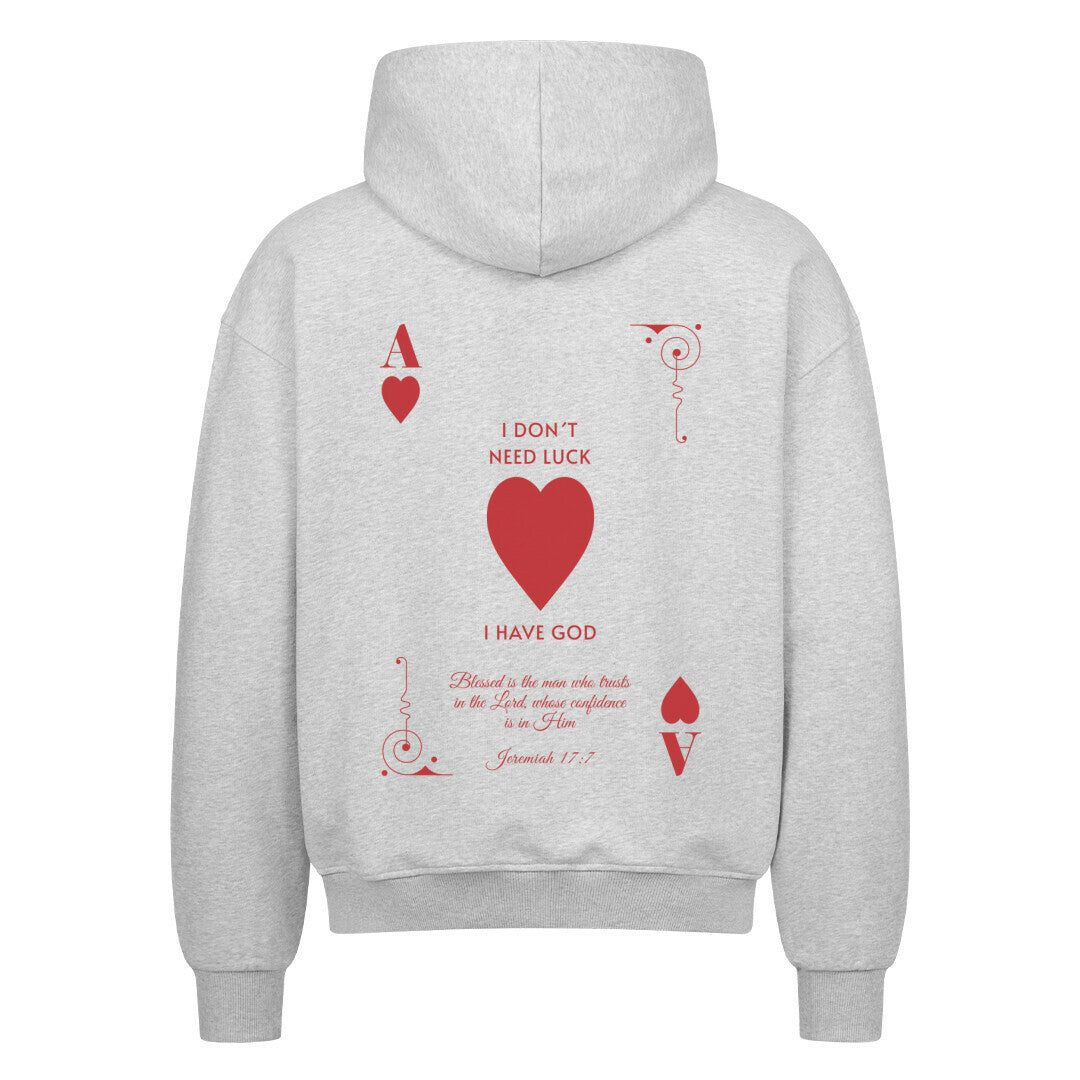 I Don't Need Luck – I Have God Oversized Zipper Hoodie in french-navy – christlicher Oversized Zipper-Hoodie von Blessed by God